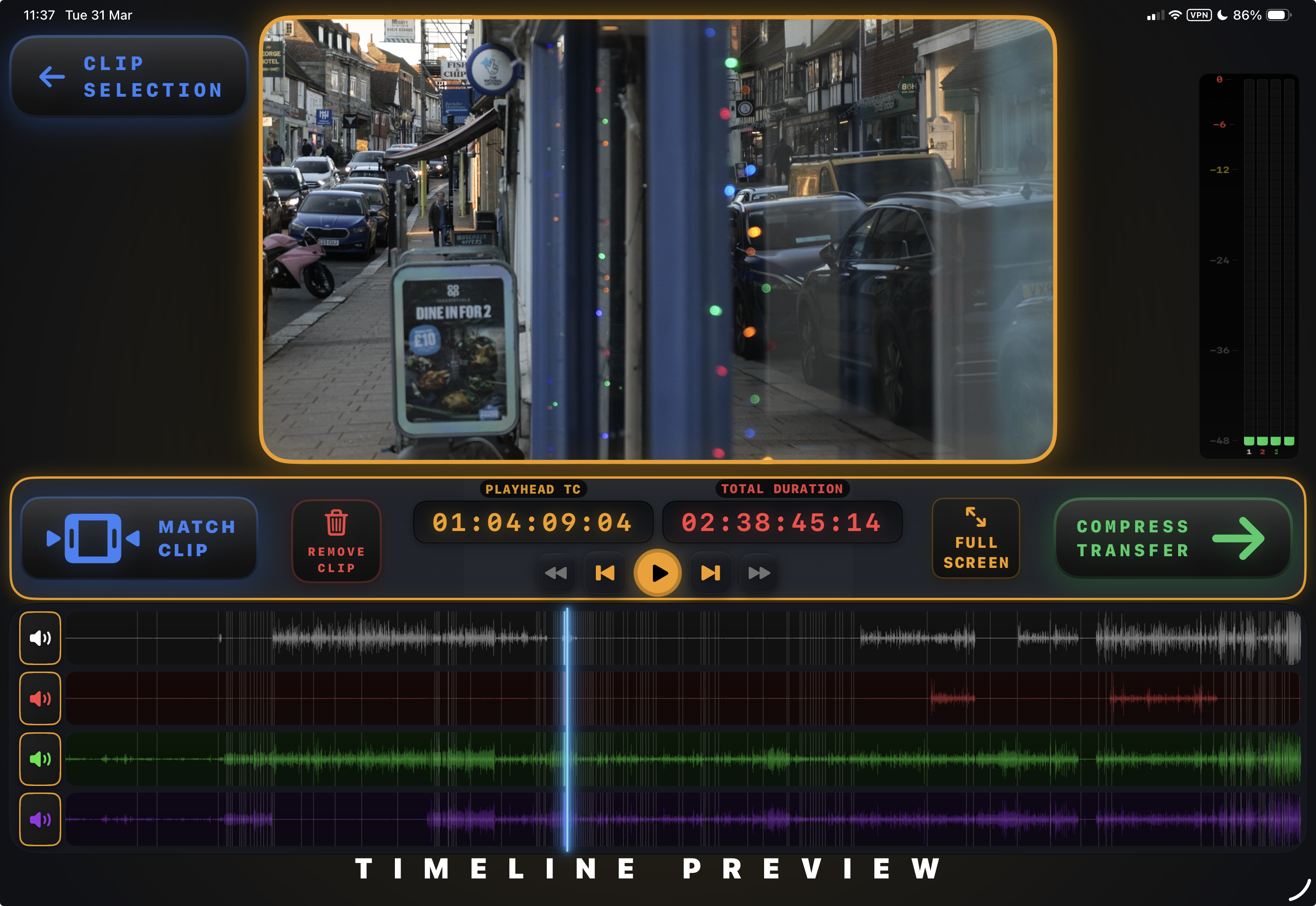 Edit — timeline with waveforms
